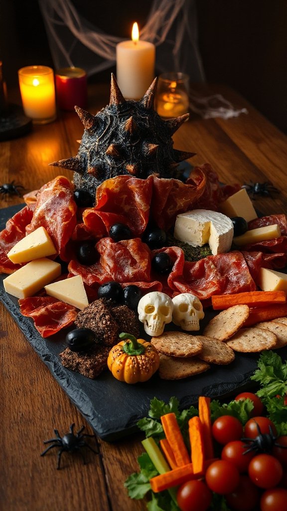 spooky meat and cheese platter