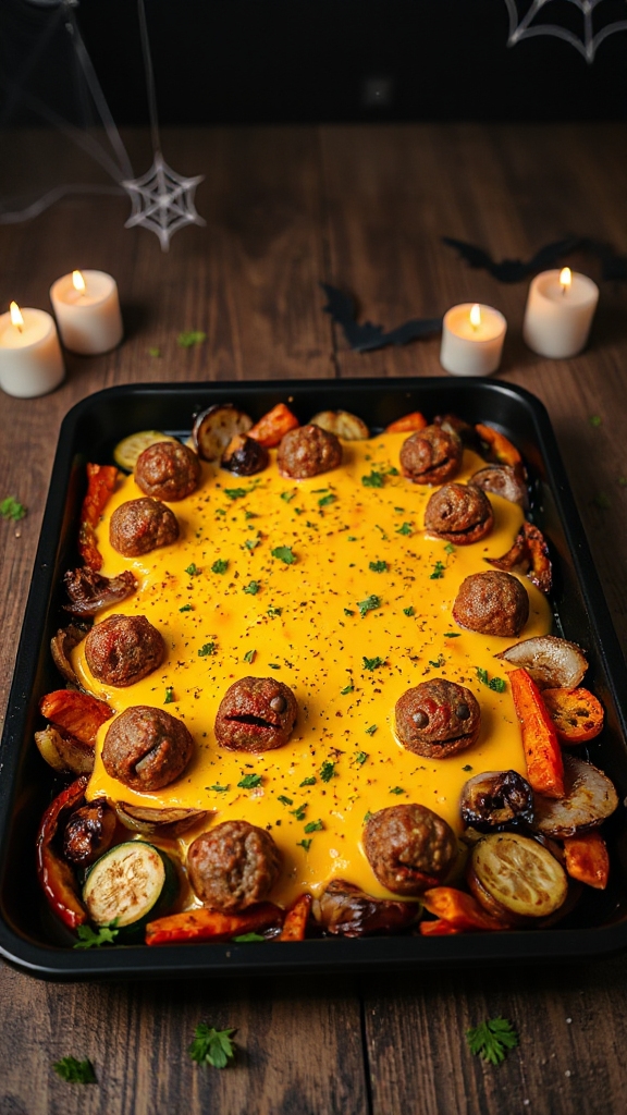 spooky meatball bake delight