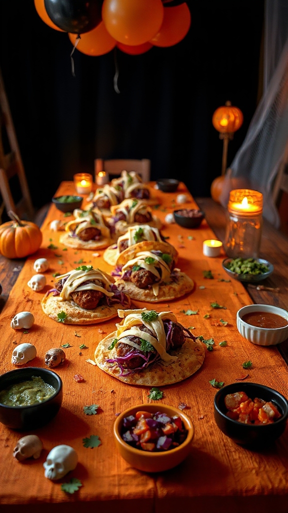 spooky meatball taco night