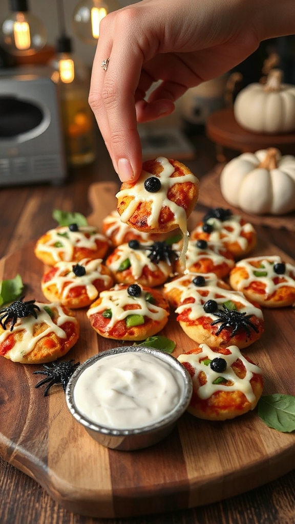 spooky mini pizza bites