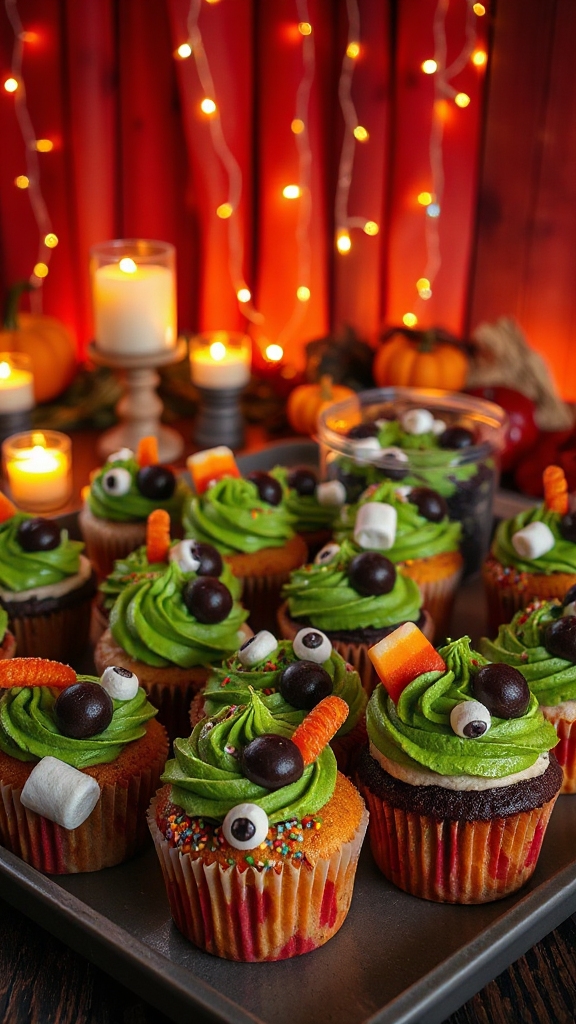spooky monster halloween cupcakes