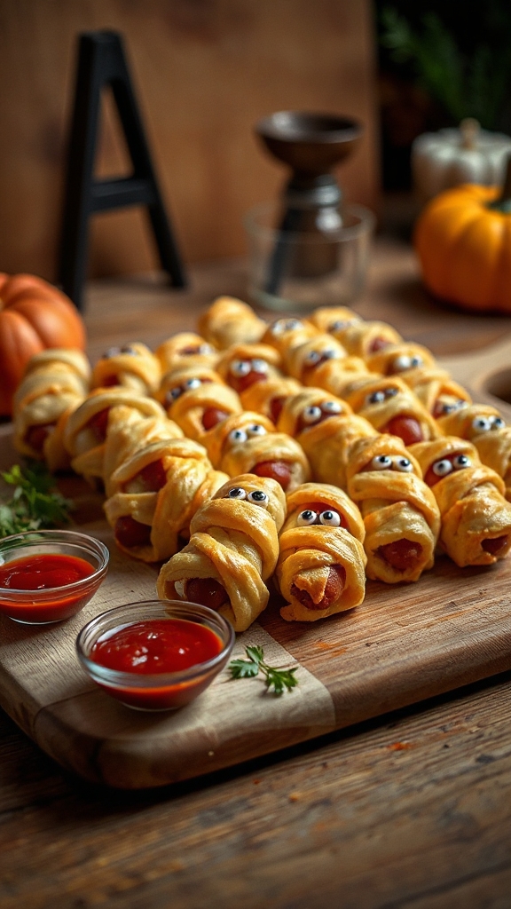 spooky mummy hot dogs