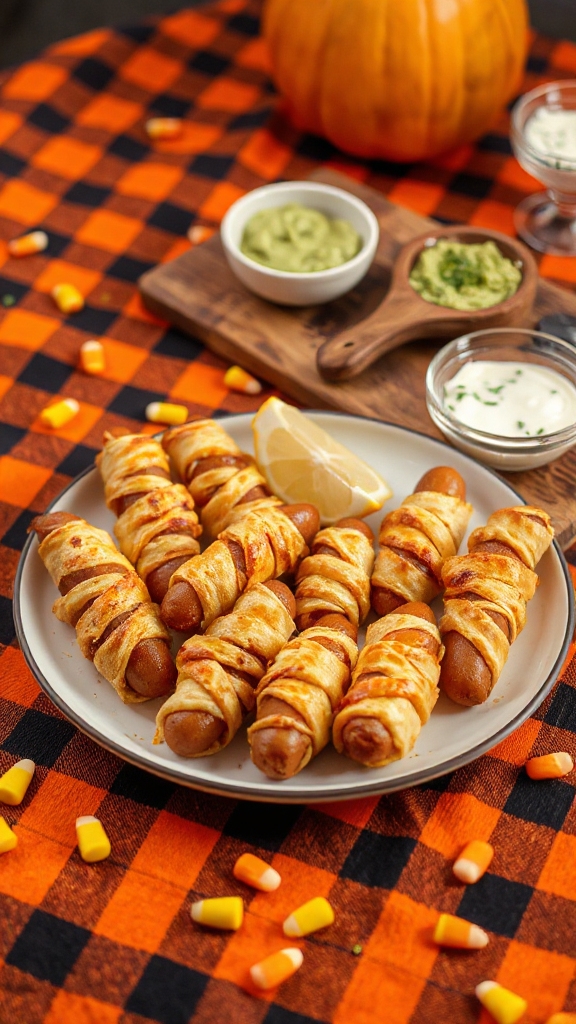spooky mummy hot dogs