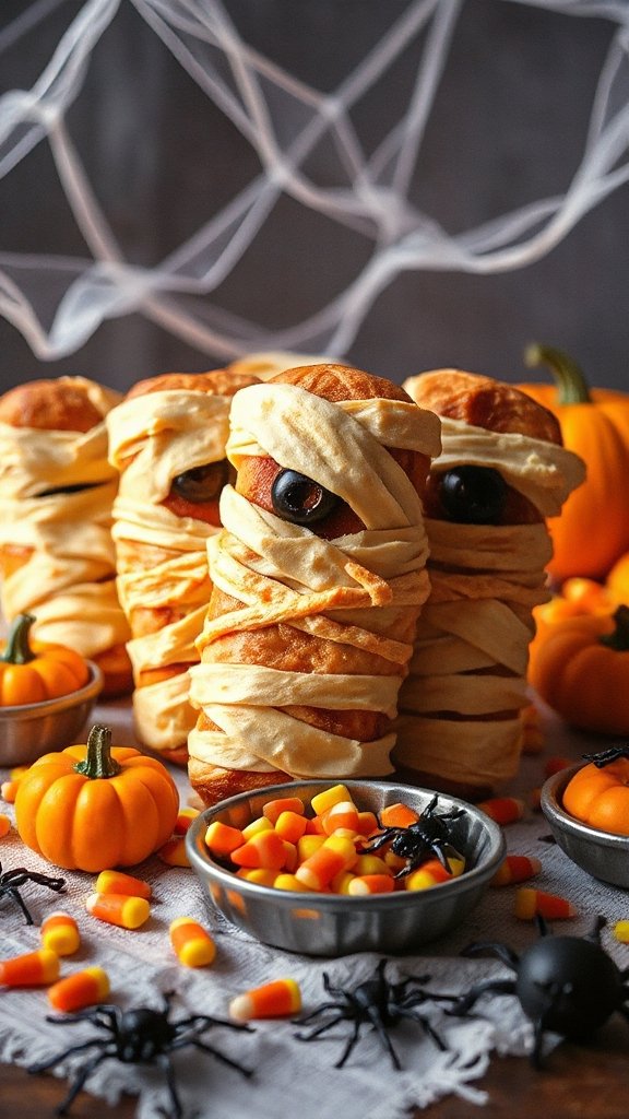 spooky mummy hot dogs