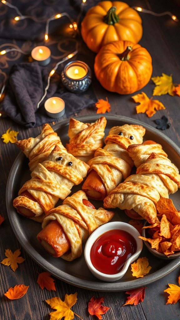 spooky mummy hot dogs