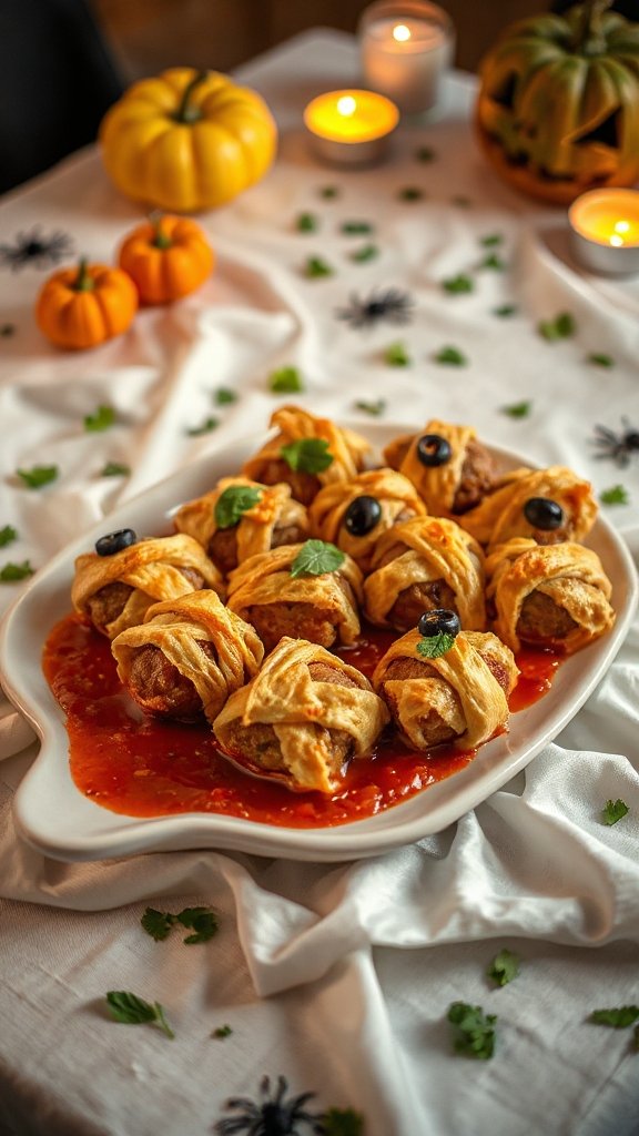 spooky mummy meatball appetizer spooky mummy meatball appetizer