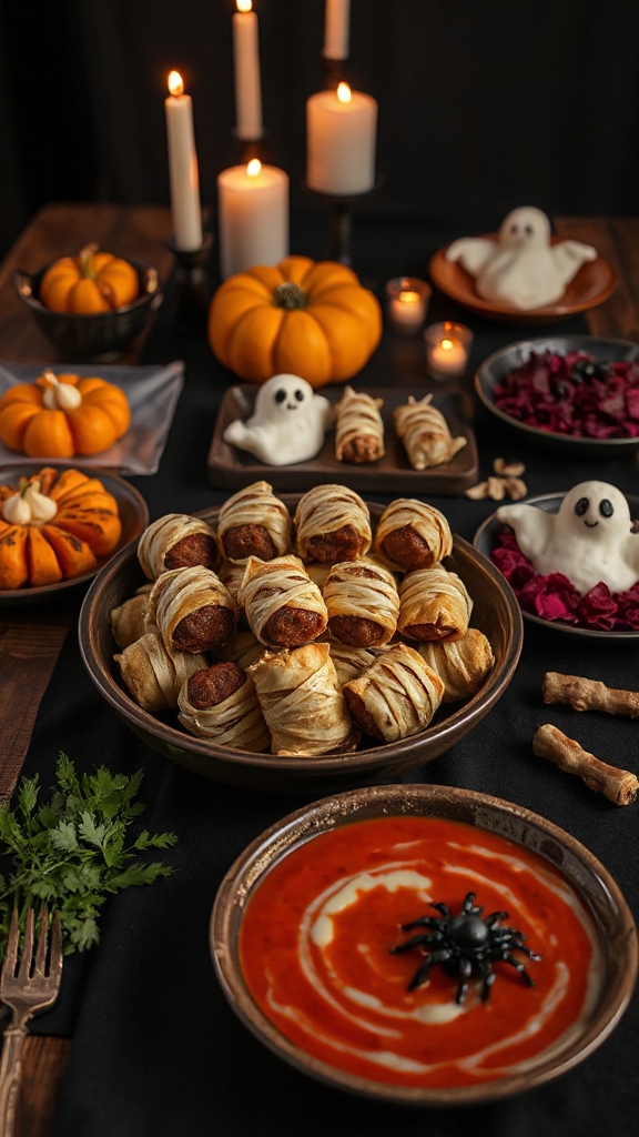spooky mummy meatballs dish