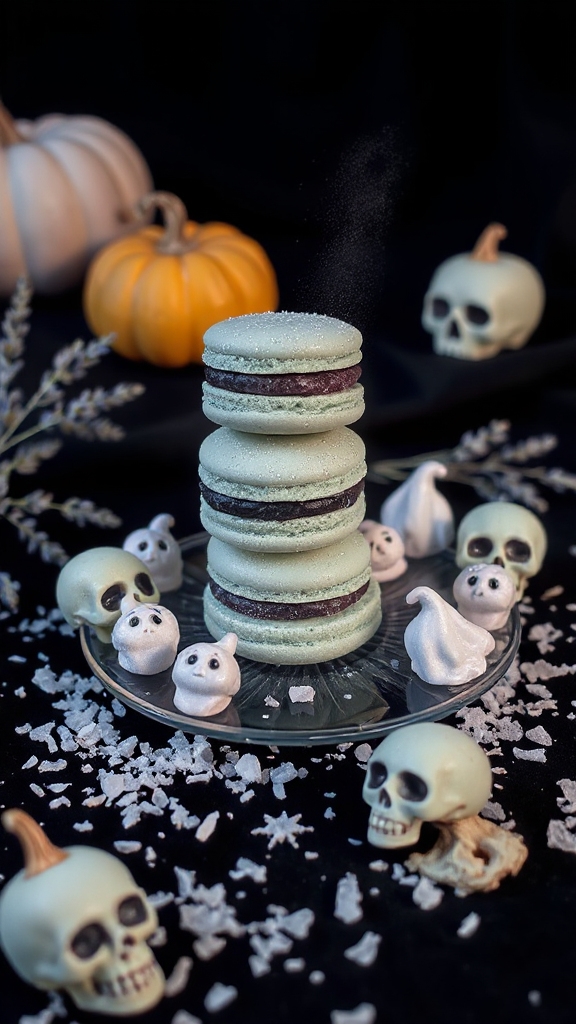 spooky pastel goth macarons