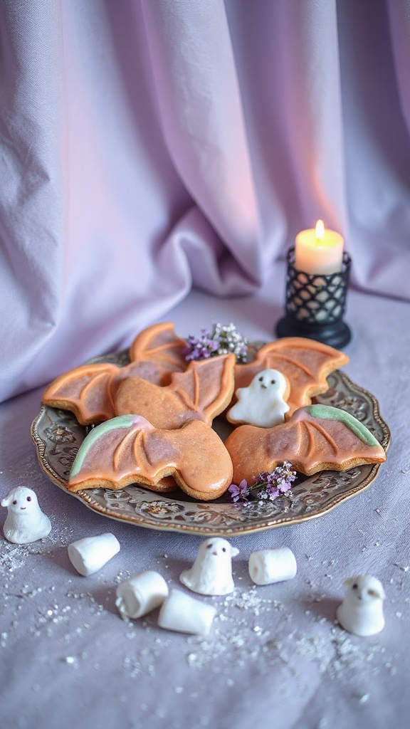 spooky peach bat cookies