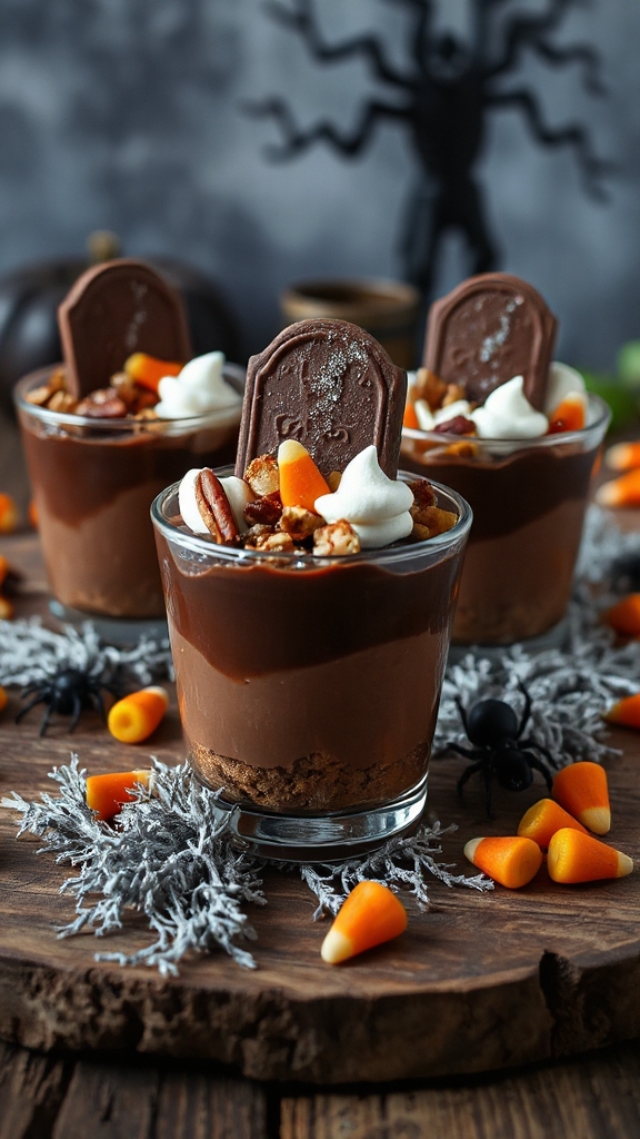 spooky s mores pudding cups