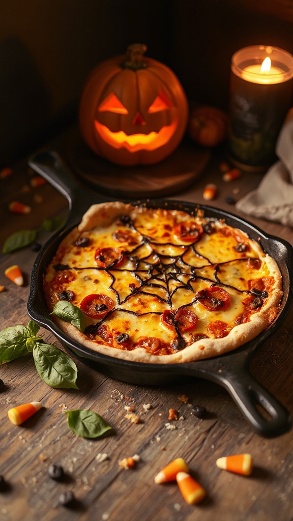 spooky skillet pizza creation