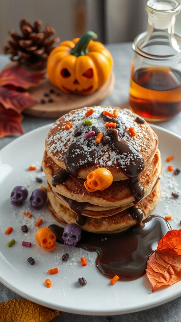 spooky skull shaped pancakes