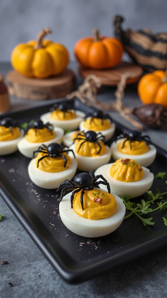 spooky spider deviled eggs