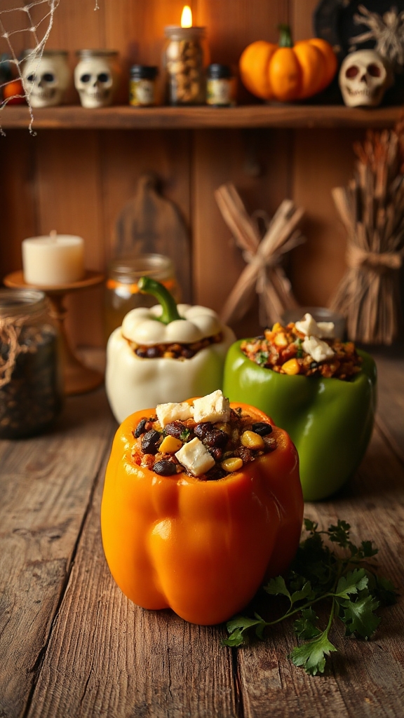 spooky stuffed bell peppers