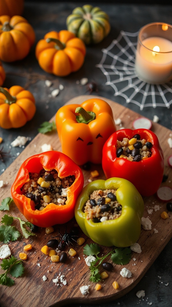 spooky stuffed pumpkin peppers