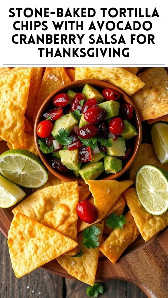 Stone-Baked Tortilla Chips With Avocado Cranberry Salsa for Thanksgiving