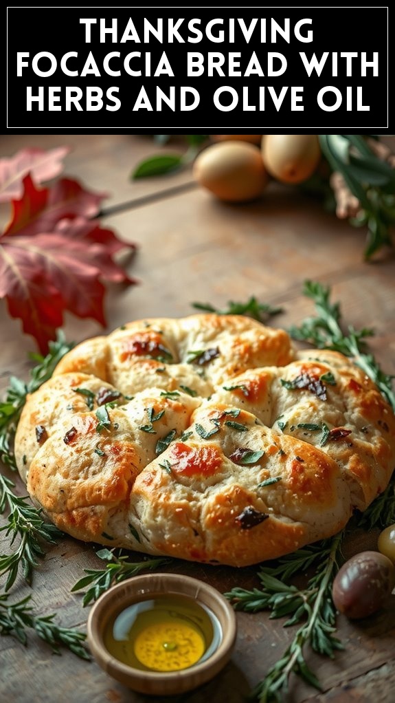Thanksgiving Focaccia Bread With Herbs and Olive Oil
