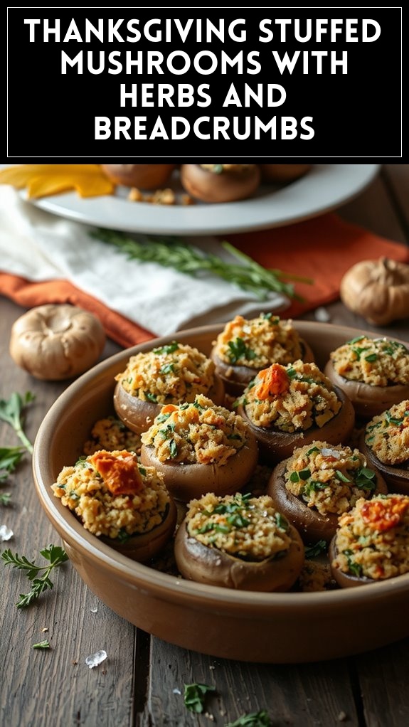 Thanksgiving Stuffed Mushrooms With Herbs and Breadcrumbs
