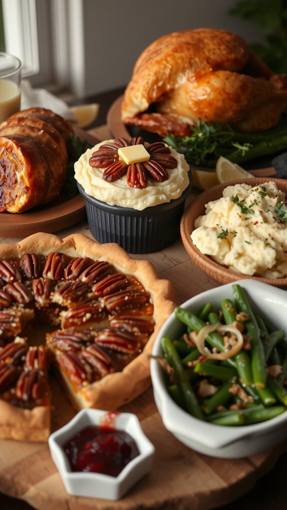 thanksgiving dishes complementing pecan pie