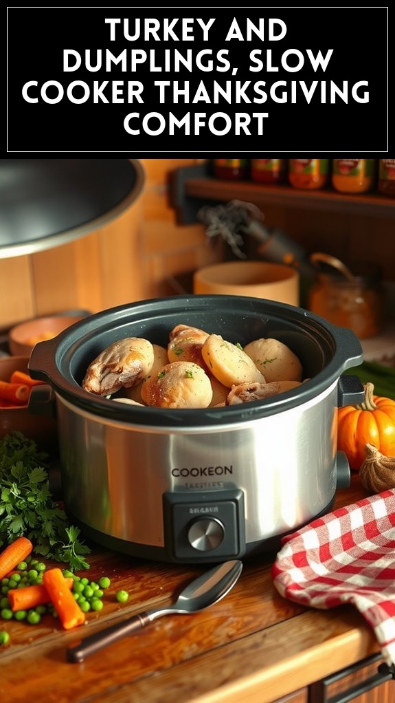 Turkey and Dumplings, Slow Cooker Thanksgiving Comfort