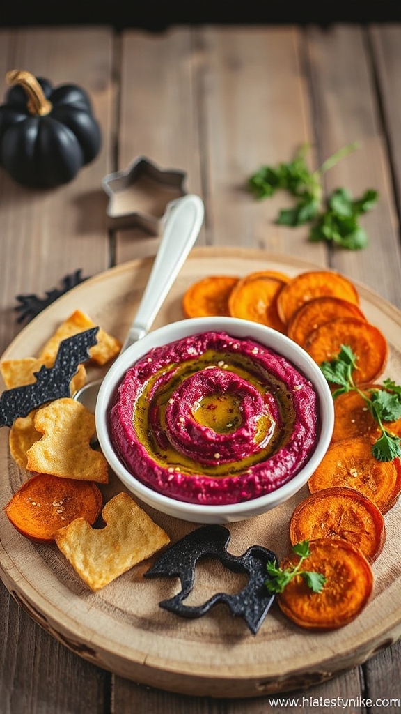 vibrant beet hummus dip
