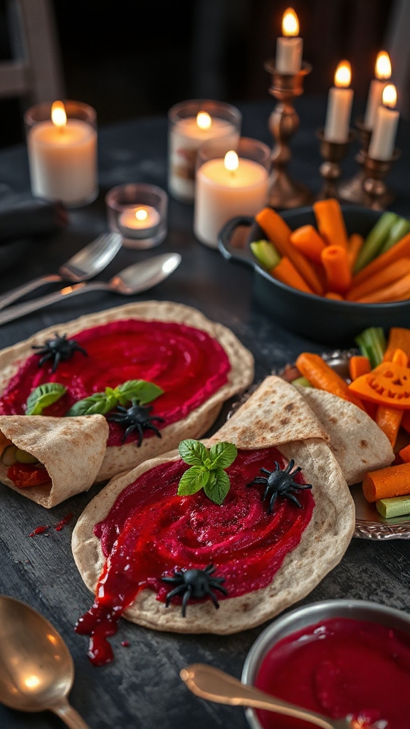 vibrant beet hummus wraps