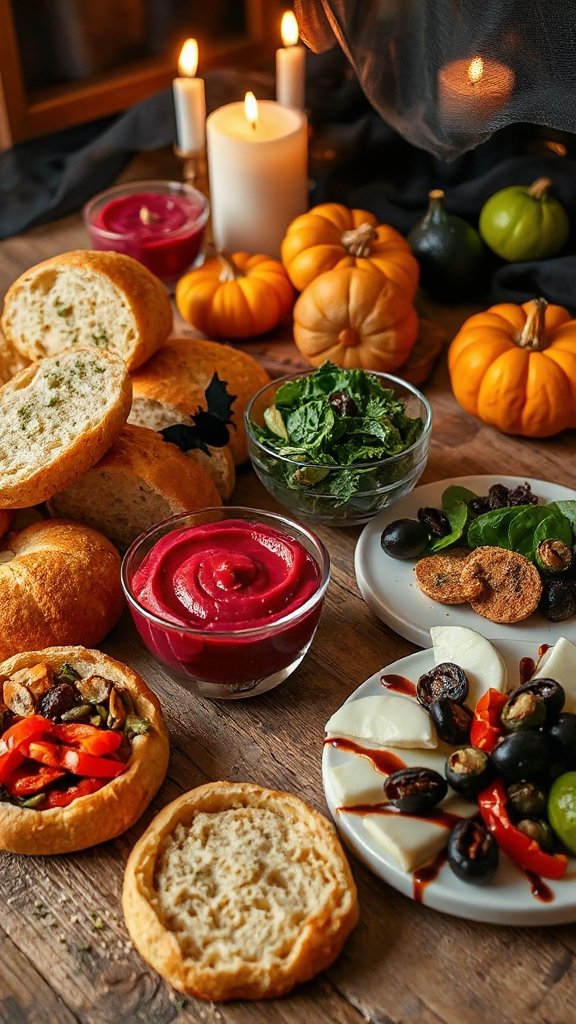 vibrant halloween beetroot dip