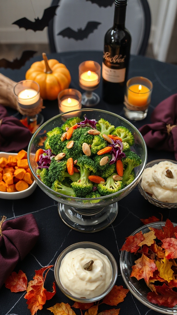 vibrant halloween broccoli salad