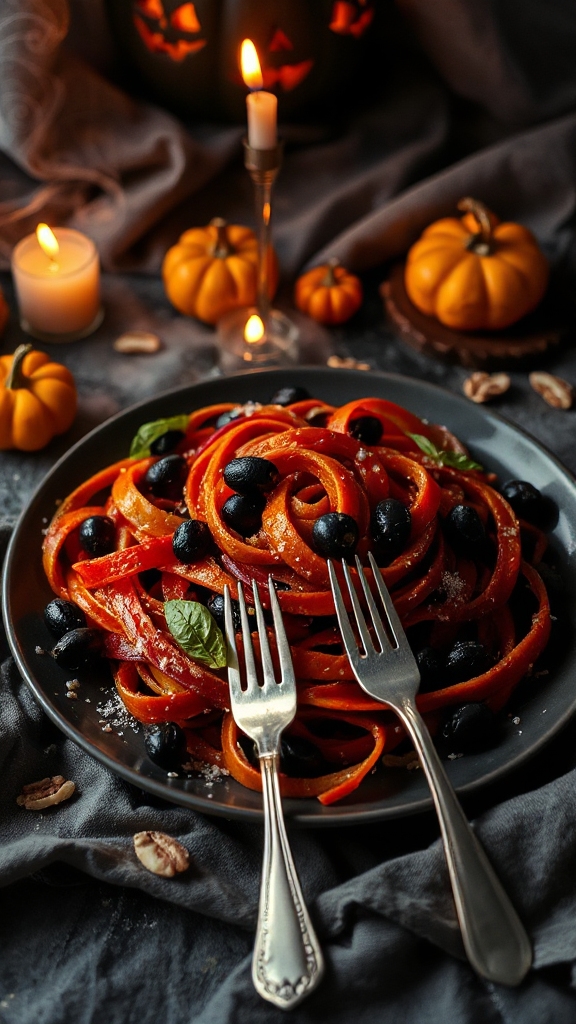 vibrant halloween pasta dish