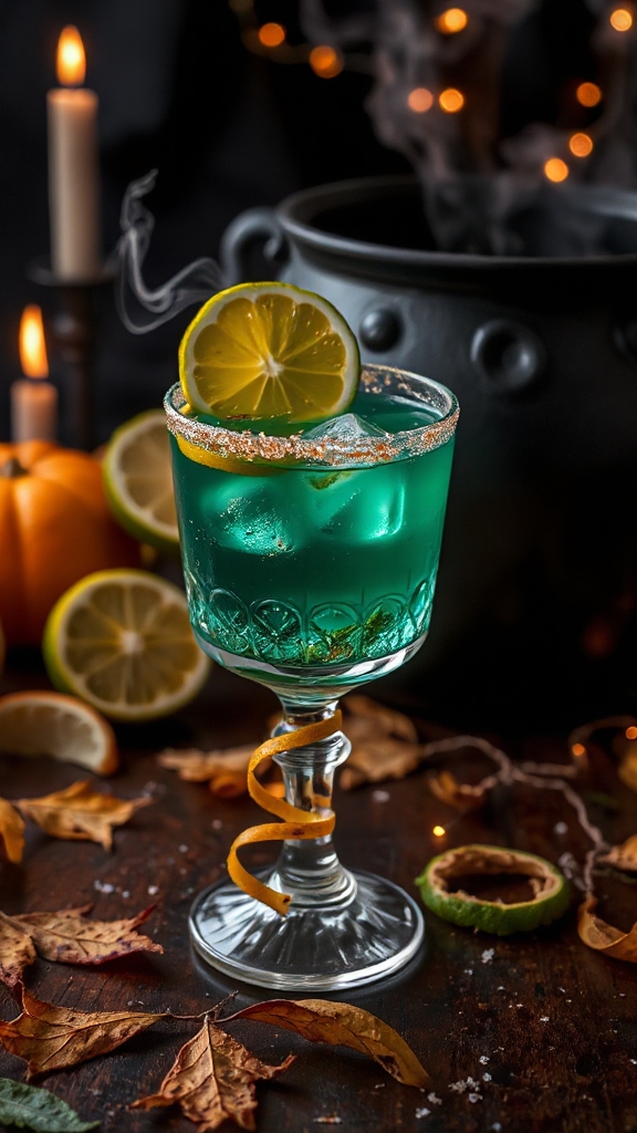 vibrant halloween tequila cocktail