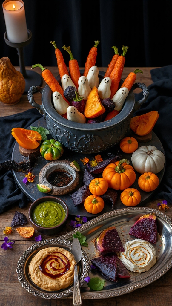vibrant halloween vegetable platter