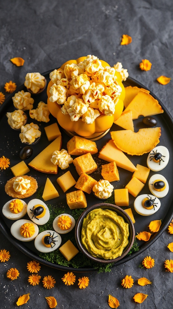 vibrant halloween yellow snacks