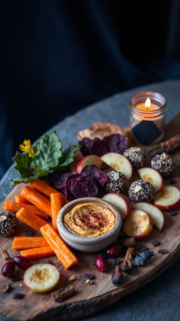 vibrant plant based halloween platter