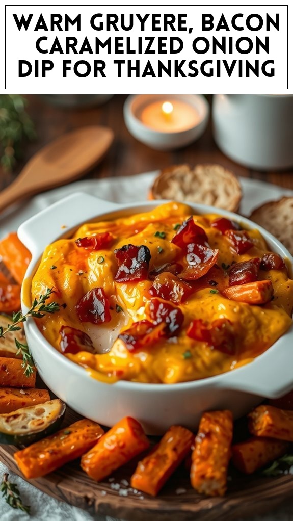 Warm Gruyere, Bacon & Caramelized Onion Dip for Thanksgiving