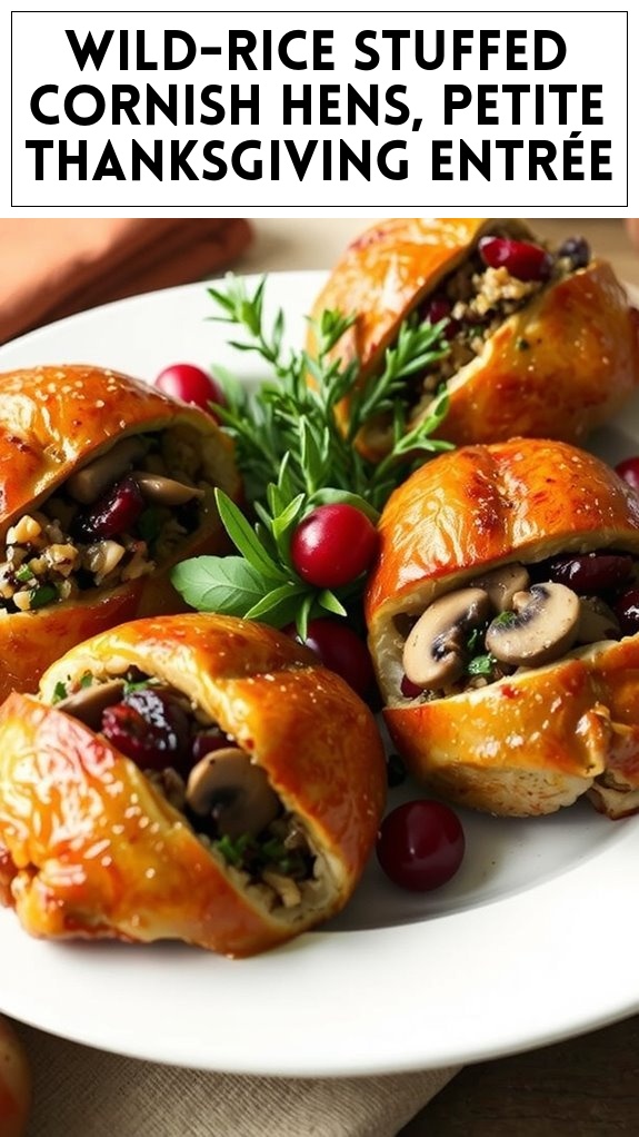 Wild-Rice Stuffed Cornish Hens, Petite Thanksgiving Entrée