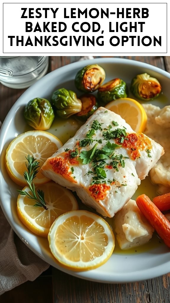 Zesty Lemon-Herb Baked Cod, Light Thanksgiving Option