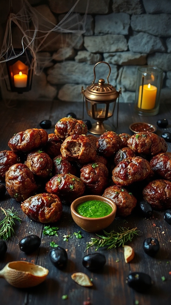 zombie meatballs with chimichurri