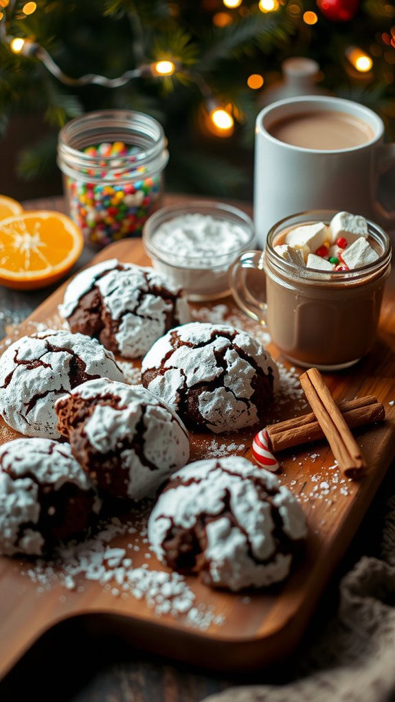 christmas chocolate crinkle cookies