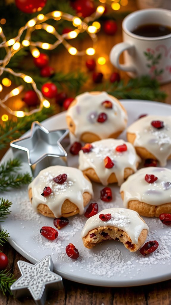 cranberry iced christmas cookies