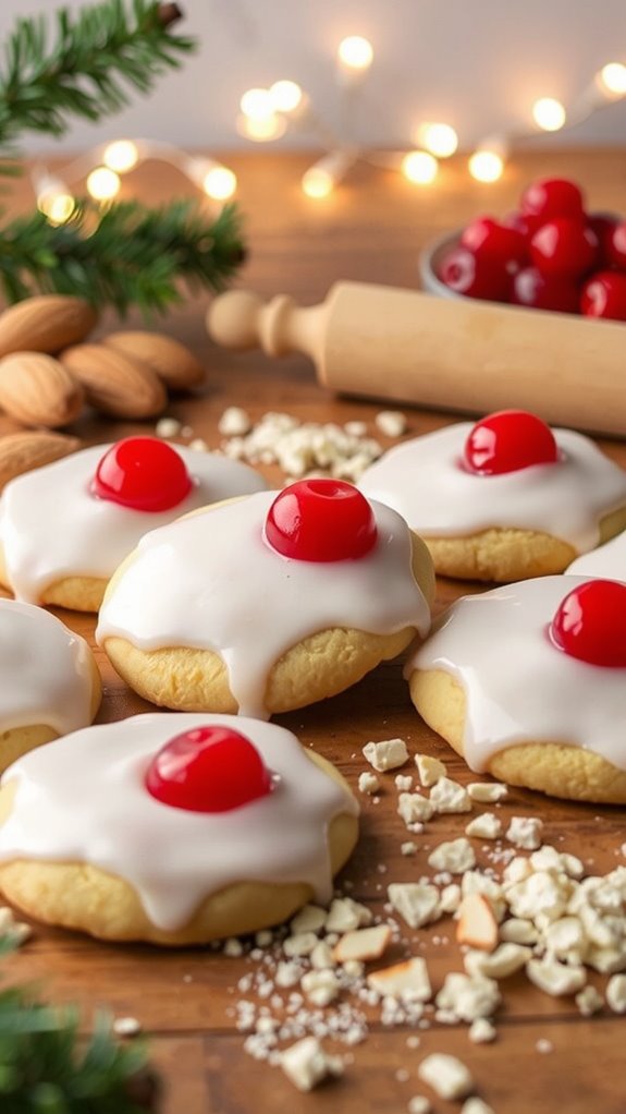 festive cherry almond cookies