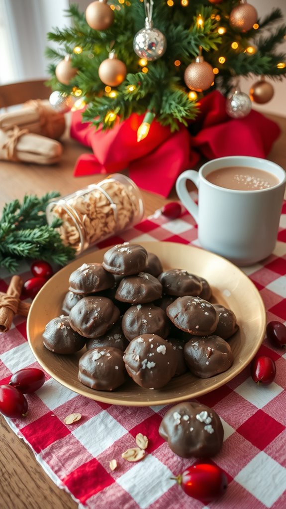 festive chocolate oat cookies