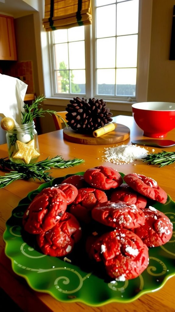 festive red velvet cookies