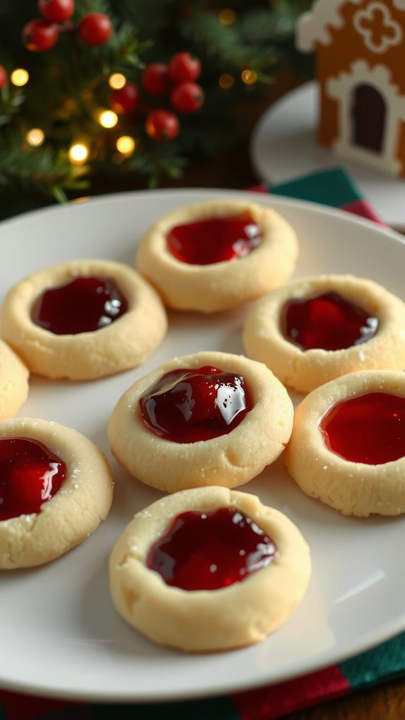 festive strawberry jam cookies