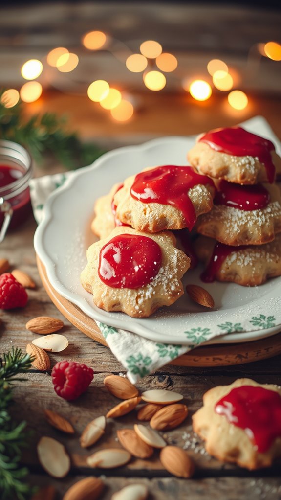 raspberry almond iced cookies