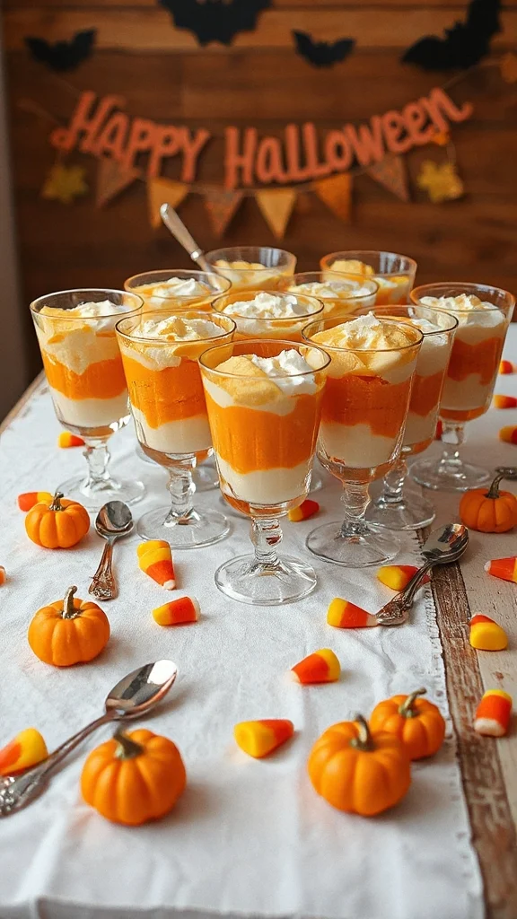 colorful halloween dessert parfaits