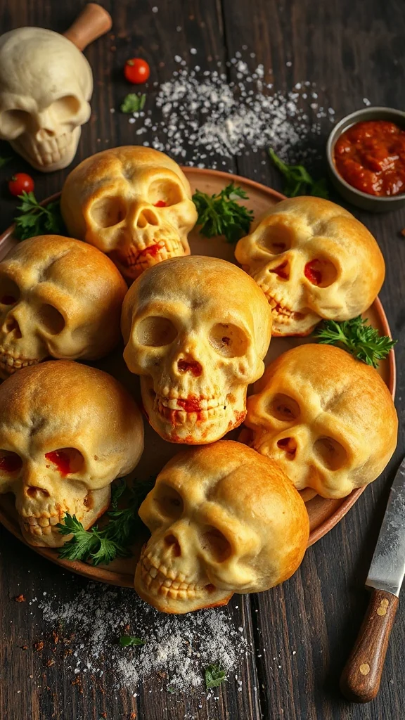 terrifying skull bread rolls