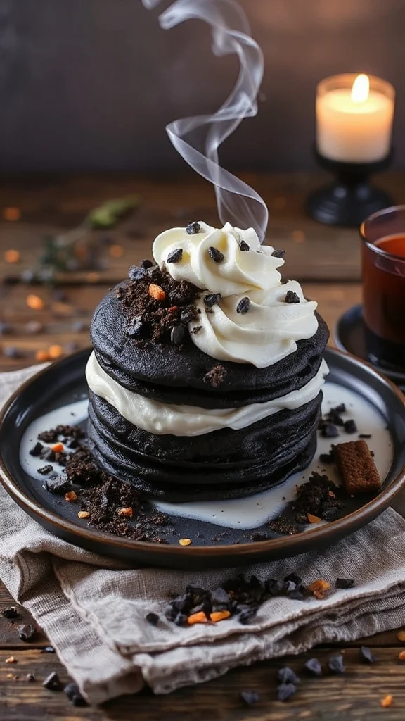 haunted halloween chocolate pancakes haunted halloween chocolate pancakes