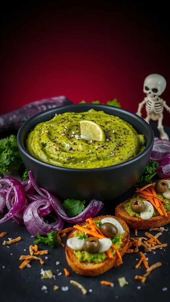 spooky festive avocado dip