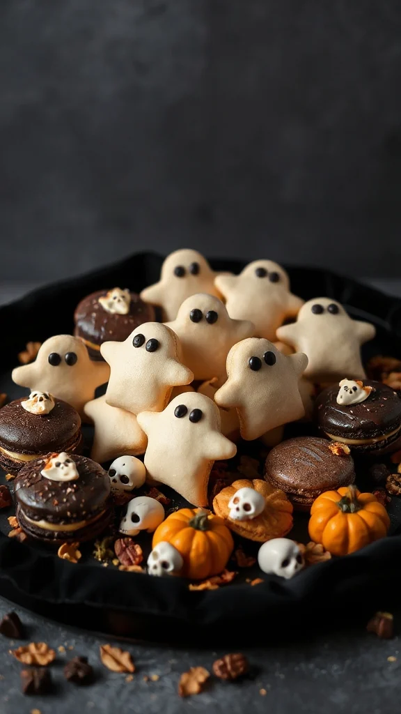 spooky halloween vanilla macarons