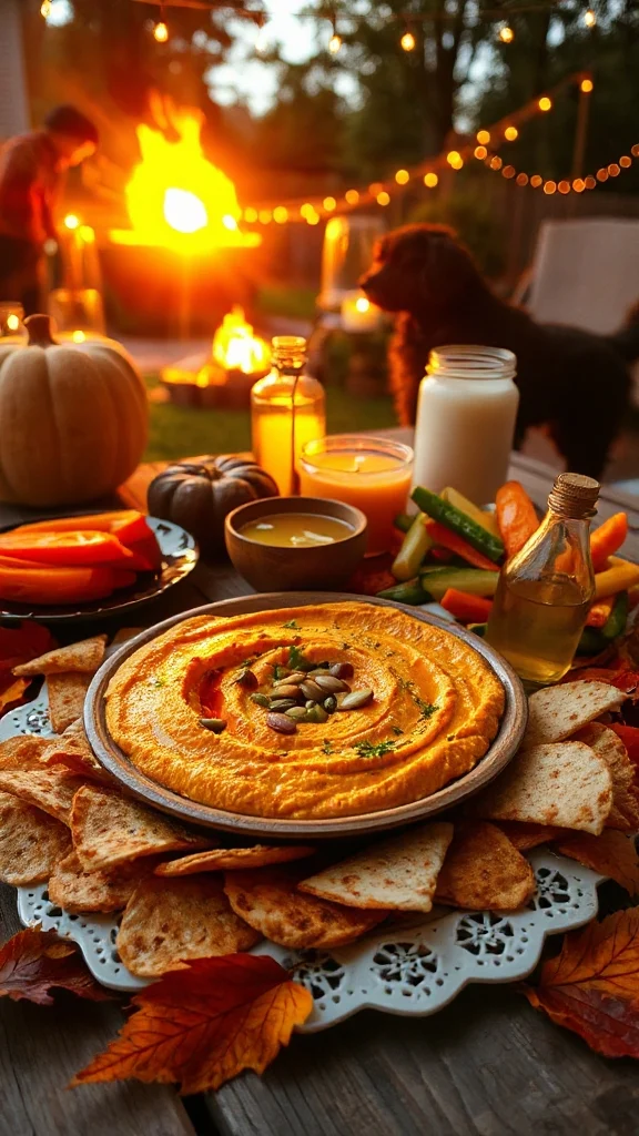 autumn inspired pumpkin hummus dip